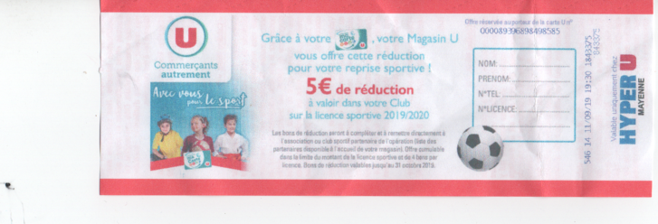 PARTENARIAT HYPER U MAYENNE COUPON LICENCE