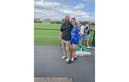 Ines Avenant avec son papa Franck salarié d'un sponsor des l'us aron